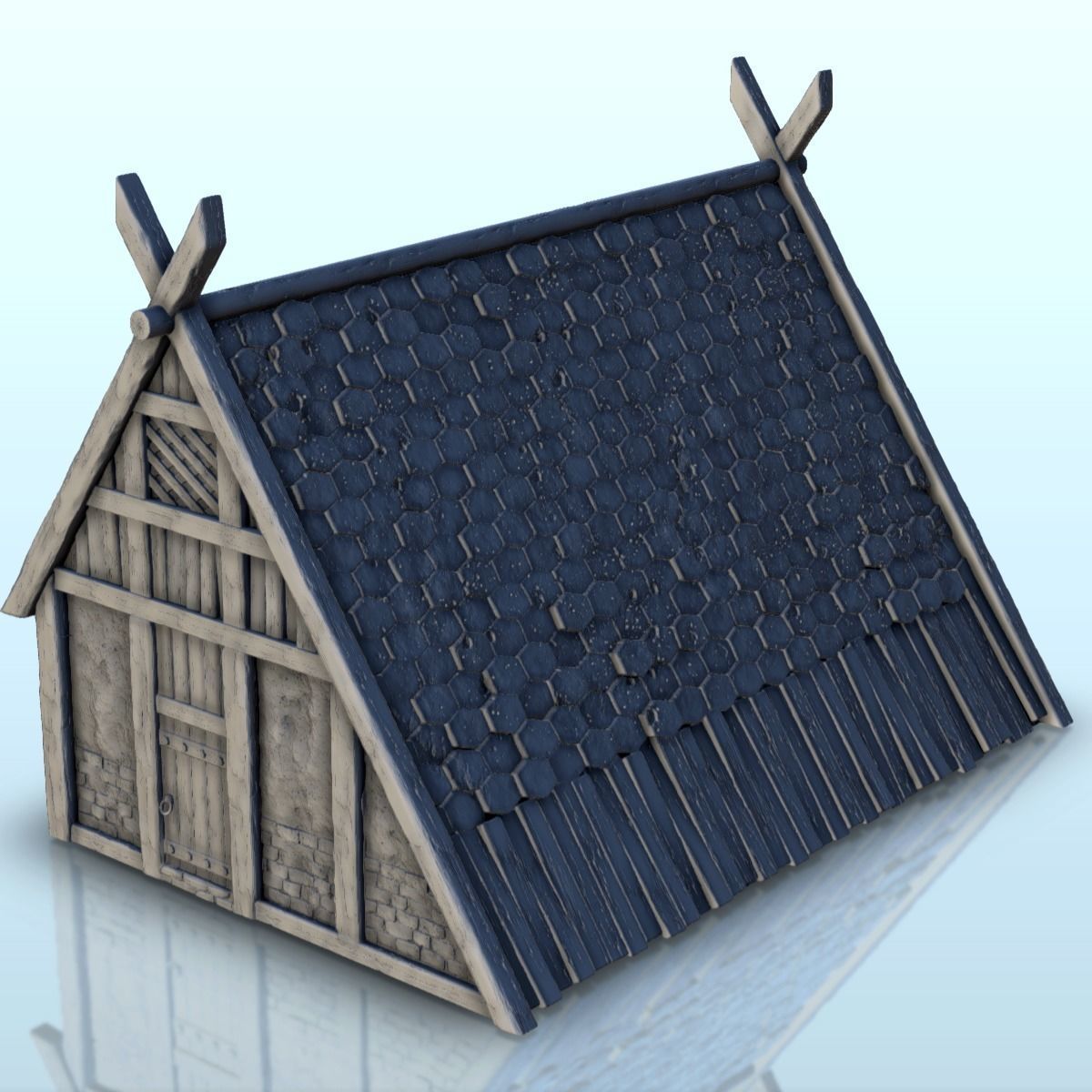 Viking building with sloping roof 4 3D print model_1