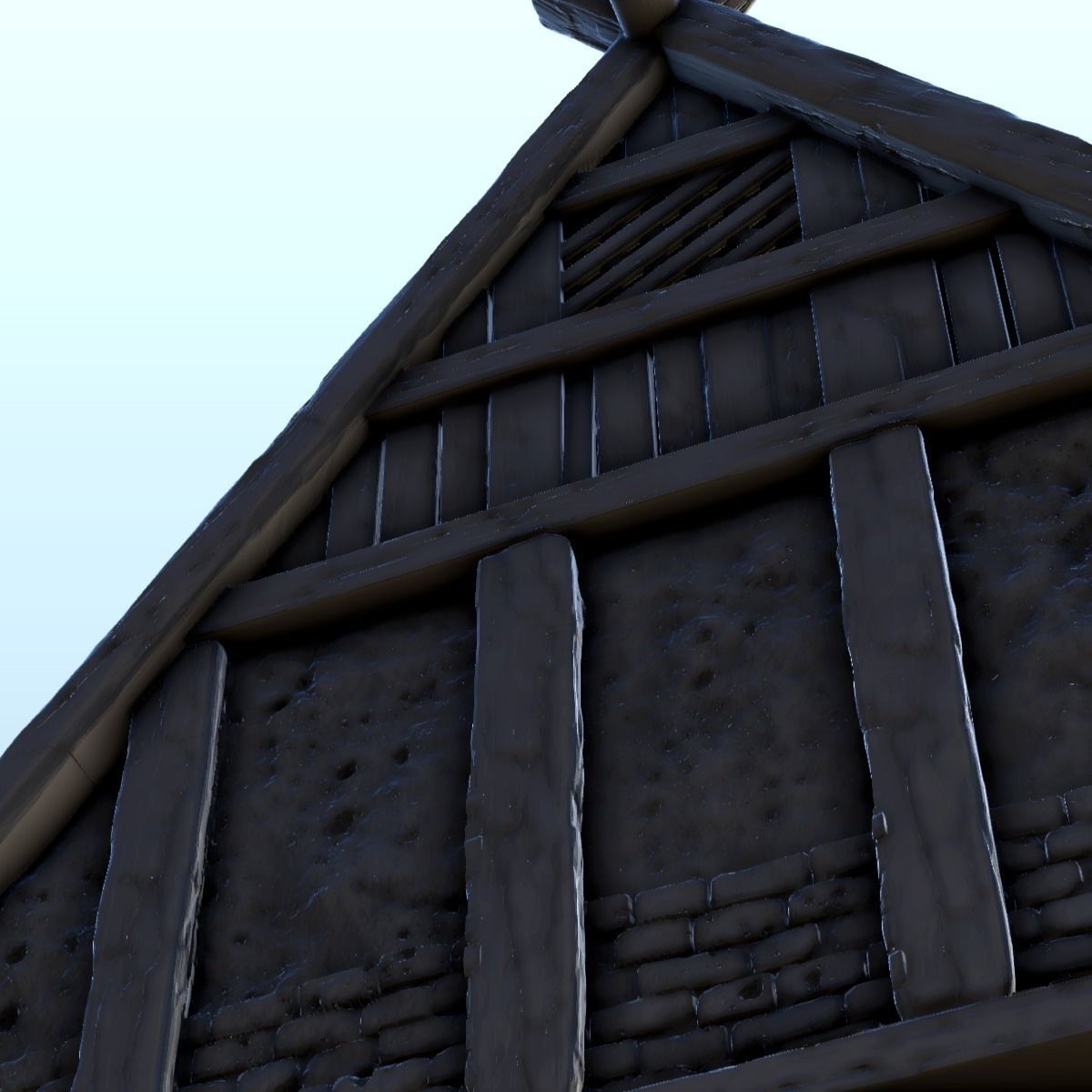 Viking building with sloping roof 4 3D print model_16