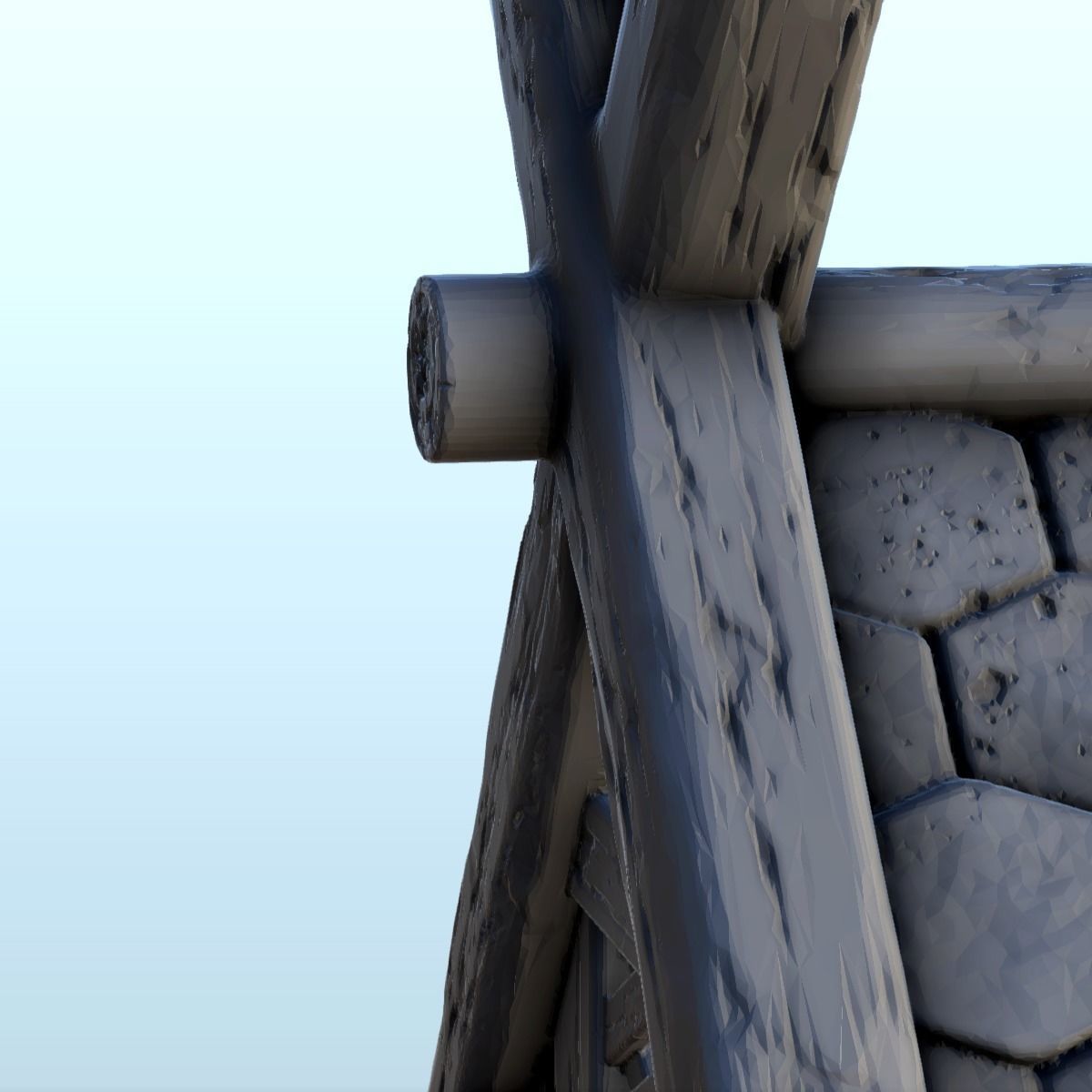 Viking building with sloping roof 4 3D print model_10