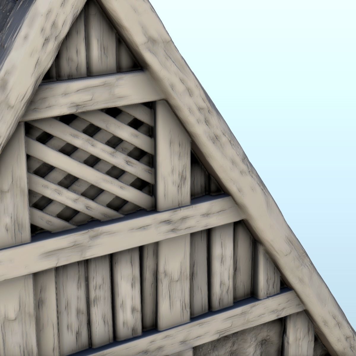 Viking building with sloping roof 4 3D print model_4
