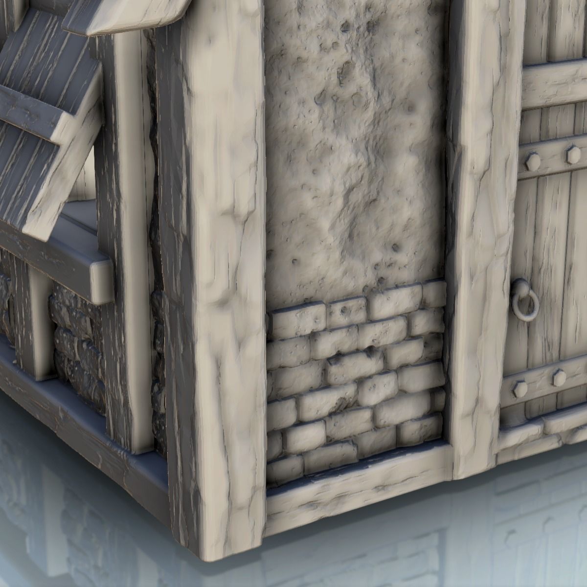 Viking building with sloping roof 4 3D print model_3