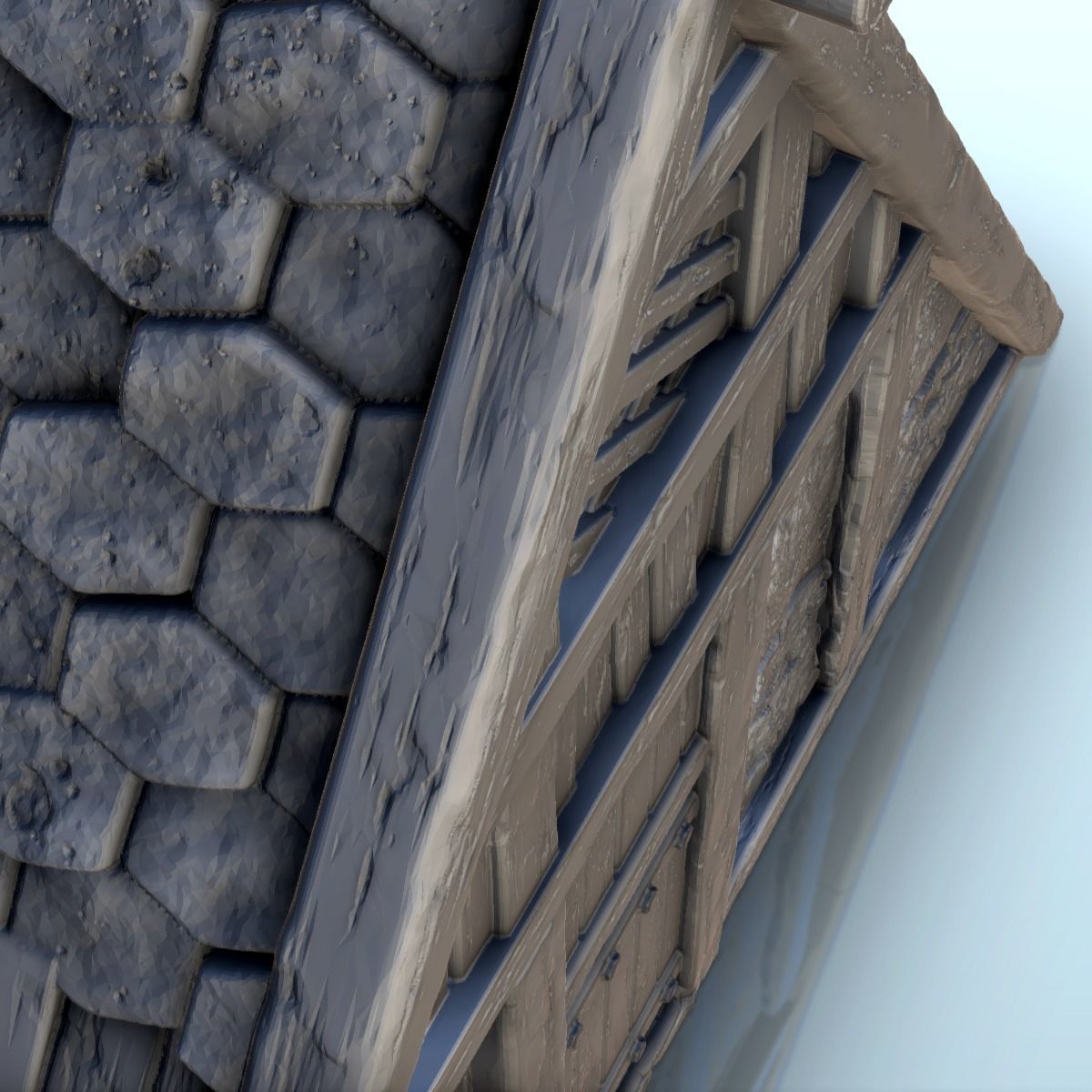 Viking building with sloping roof 4 3D print model_15