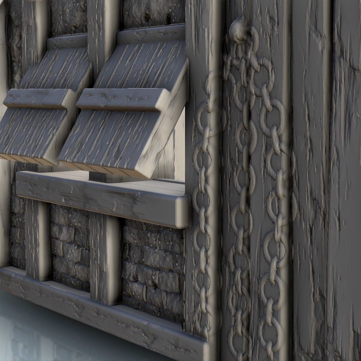 Viking building with sloping roof 4 3D print model_8