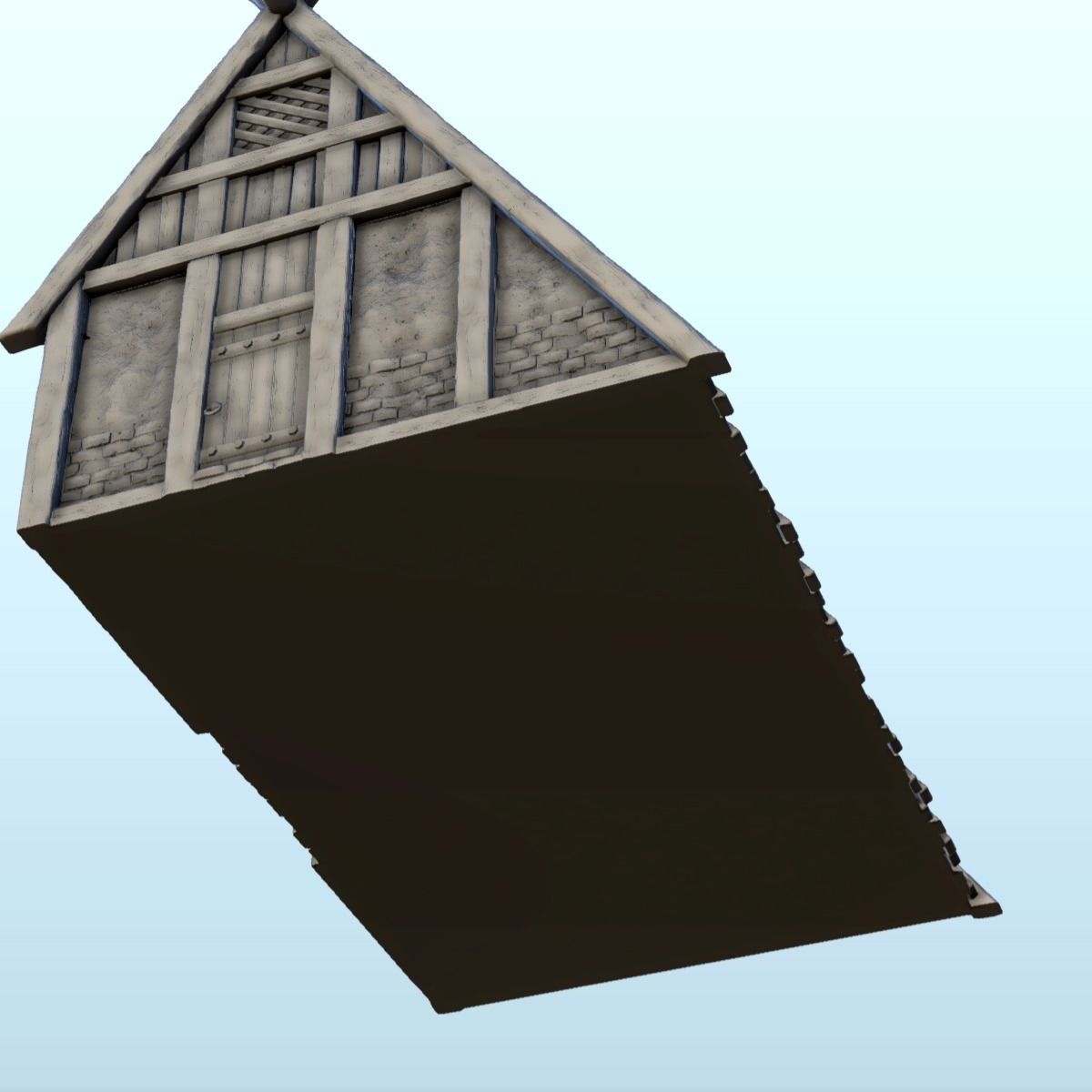 Viking building with sloping roof 4 3D print model_2