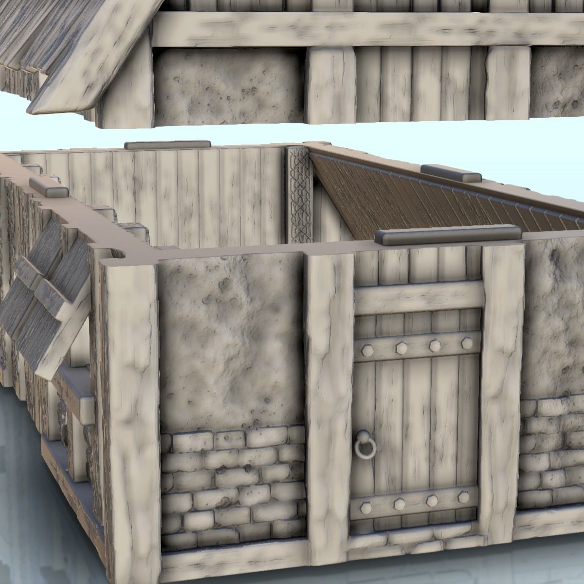Viking building with sloping roof 4 3D print model_22
