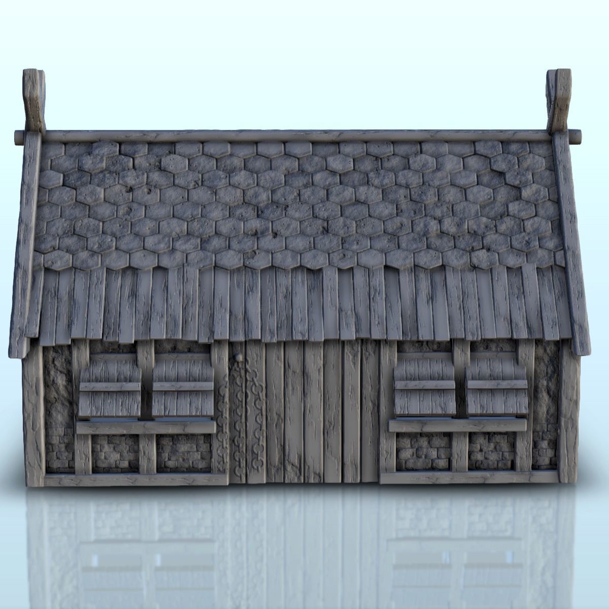 Viking building with sloping roof 4 3D print model_18
