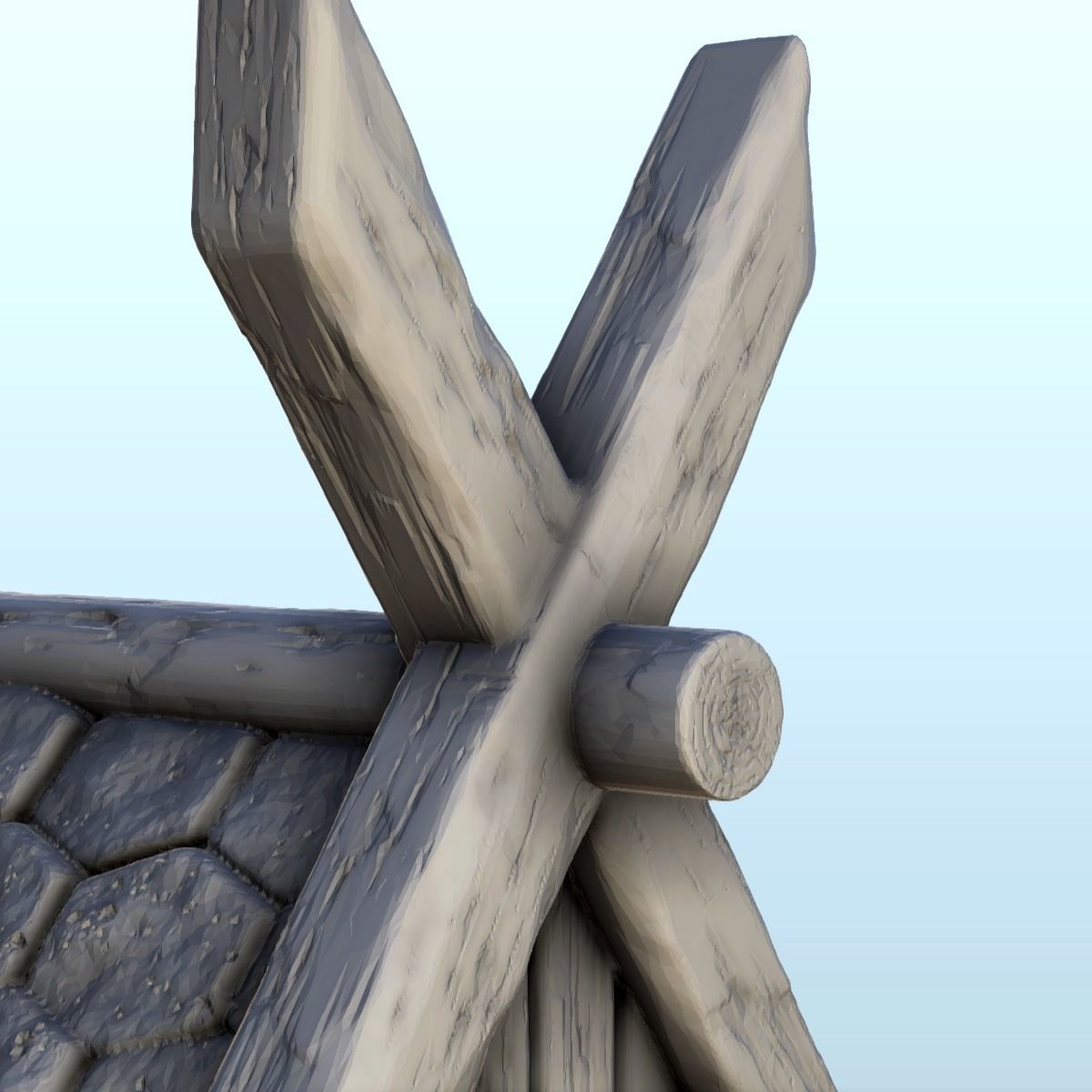 Viking building with sloping roof 4 3D print model_14