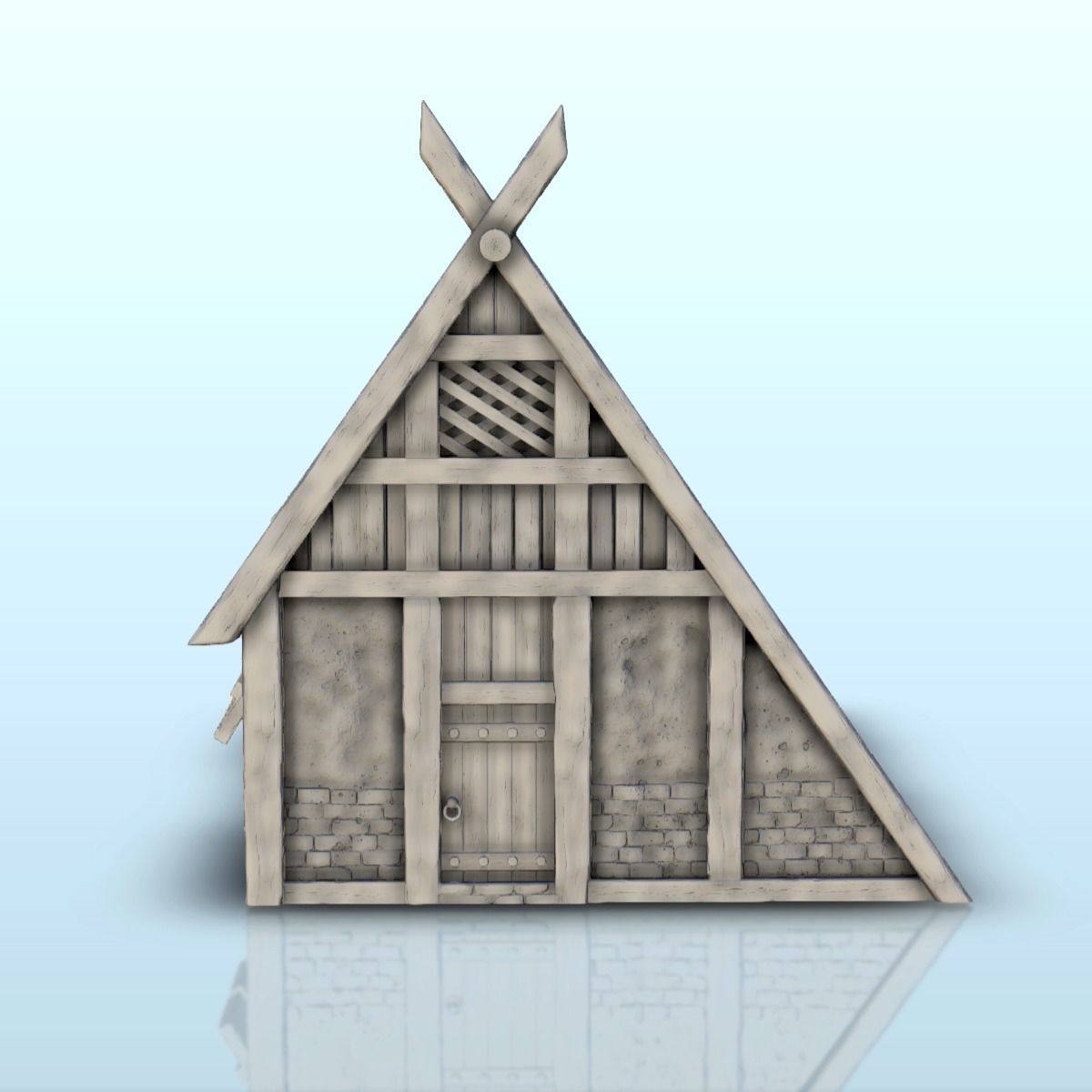 Viking building with sloping roof 4 3D print model_17