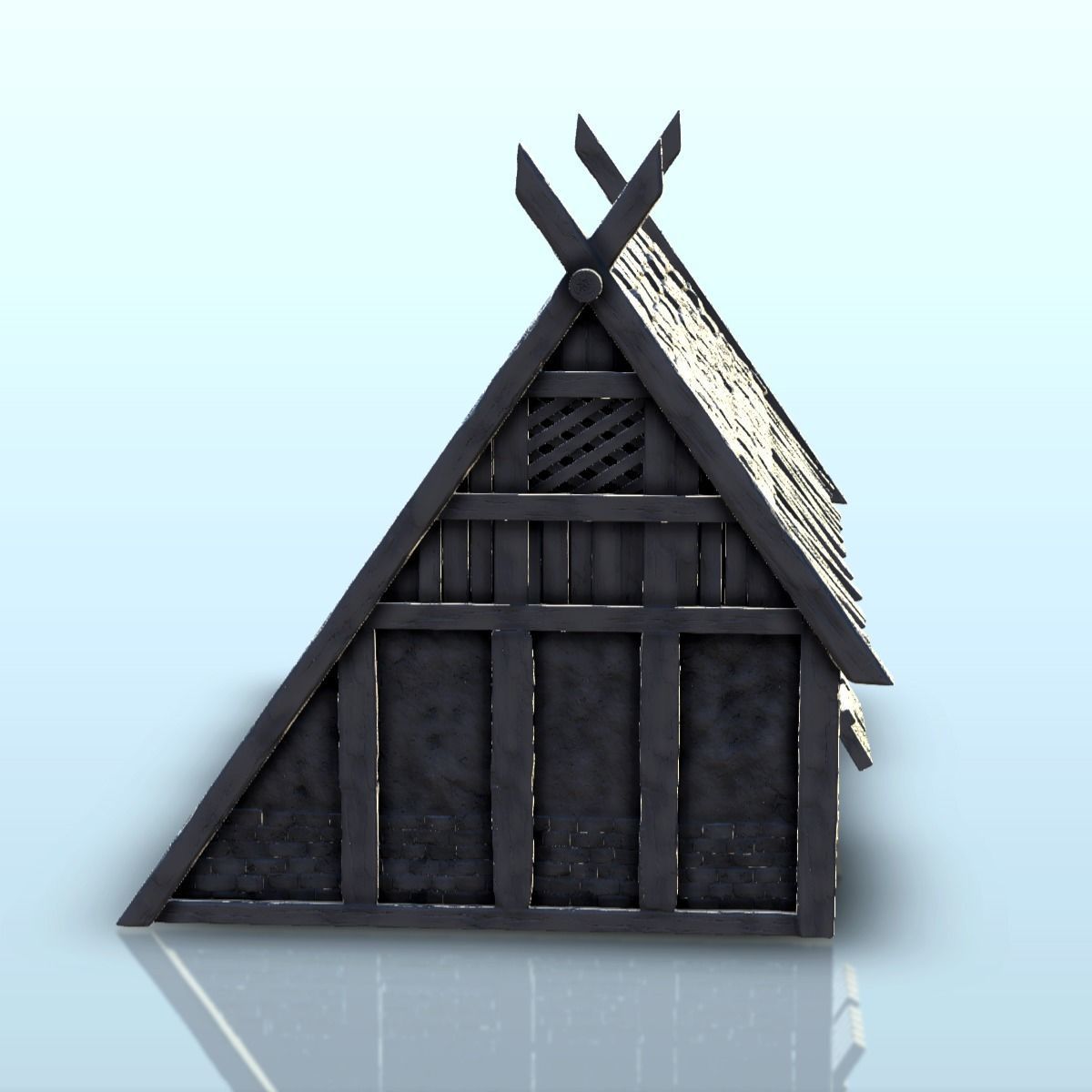 Viking building with sloping roof 4 3D print model_19