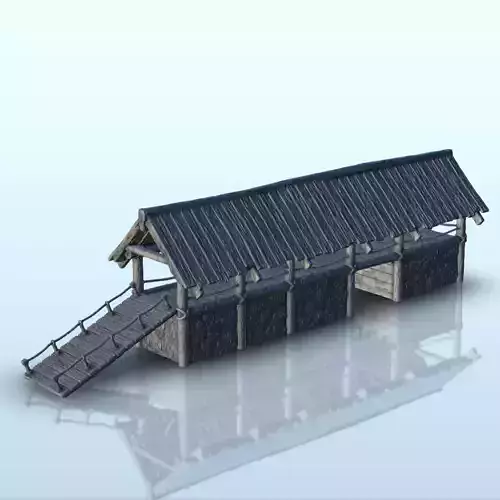 Stone walkway with wooden roof and access ramp 12