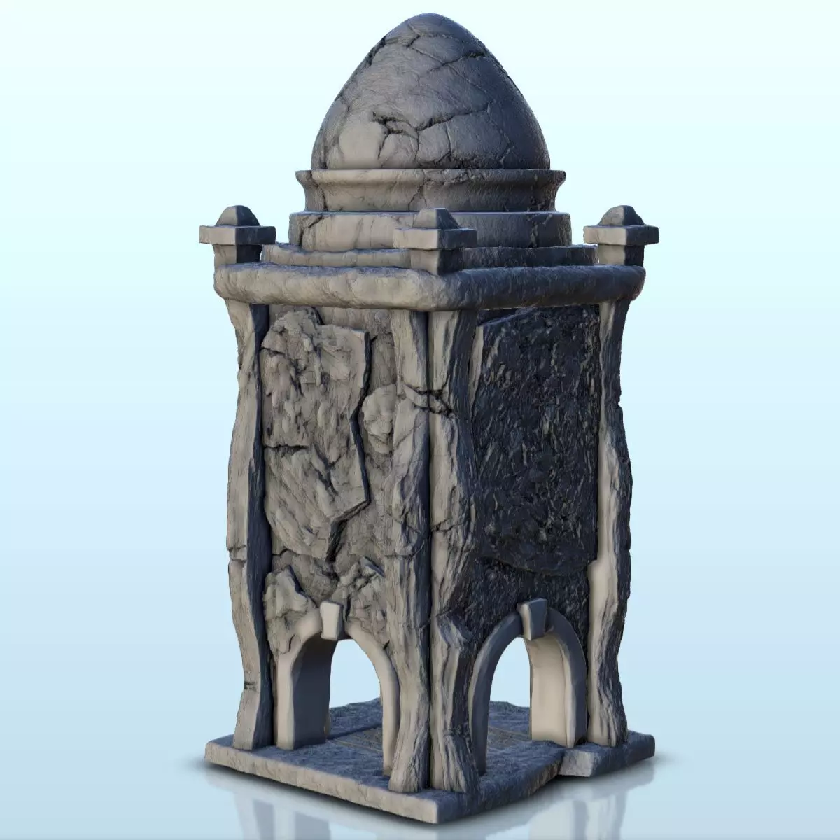 Stone tower with archs and dome 11 3D print model