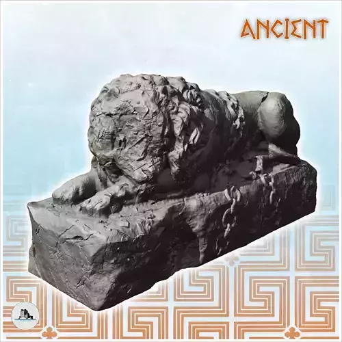 Statue of elongated lion ruined version 4 - Ancient Classic Old