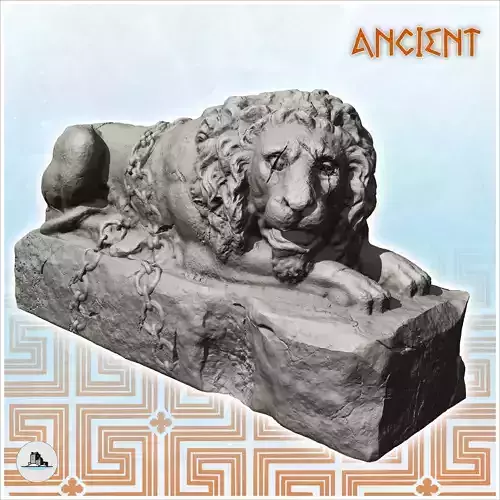 Statue of elongated lion damaged version 3 - Ancient Classic Old