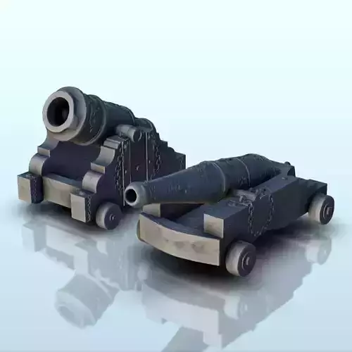 Set of 2 powder guns 1 - Medieval Gothic Feudal Old Archaic 3D print model