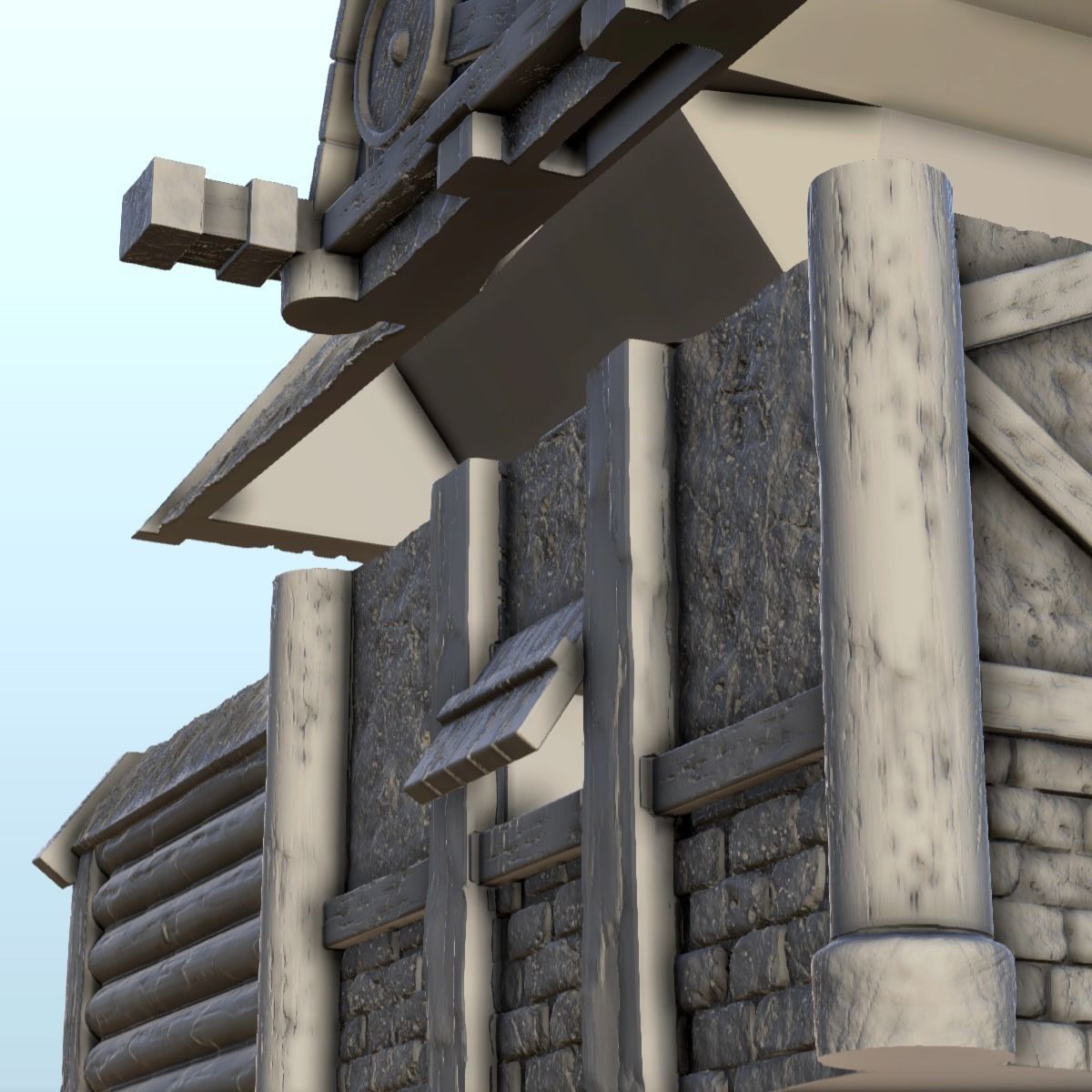 Scandinavian house with large canopy and ornaments 9 3D print model_5