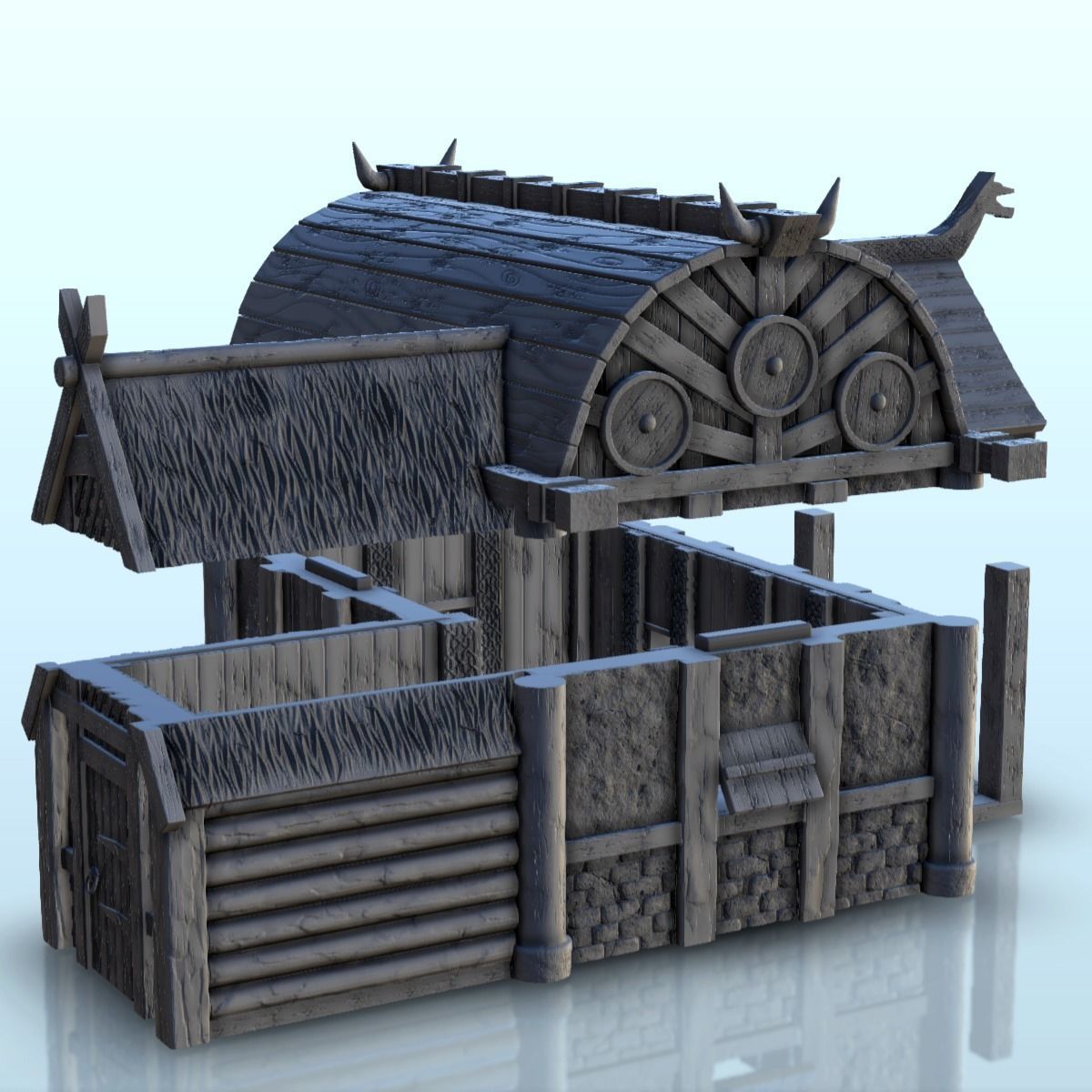 Scandinavian house with large canopy and ornaments 9 3D print model_3