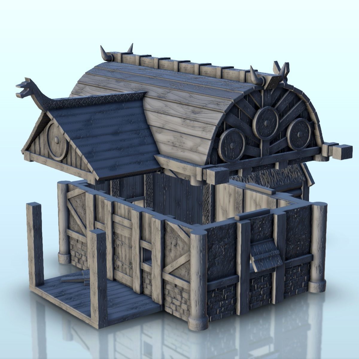 Scandinavian house with large canopy and ornaments 9 3D print model_2