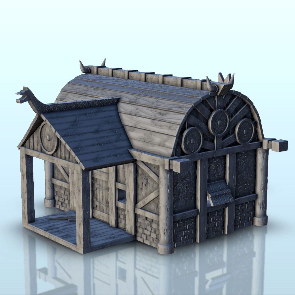 Scandinavian house with large canopy and ornaments 9 3D print model_1