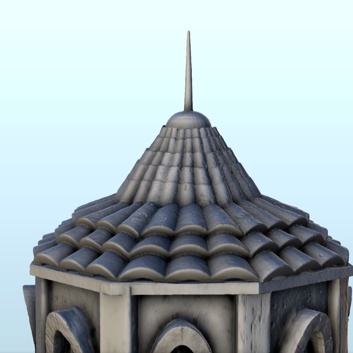 Medieval tower with a tiled roof 7 3D print model_8