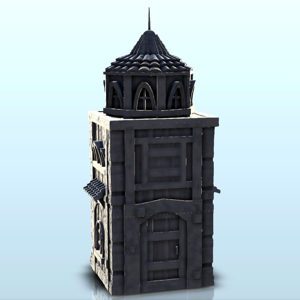 Medieval tower with a tiled roof 7 3D print model_6