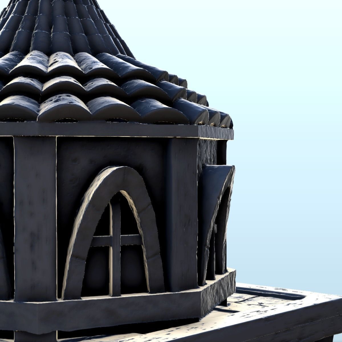 Medieval tower with a tiled roof 7 3D print model_15