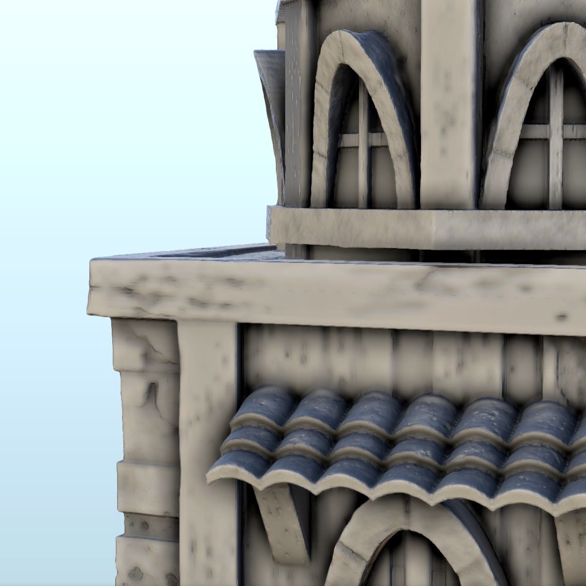 Medieval tower with a tiled roof 7 3D print model_9