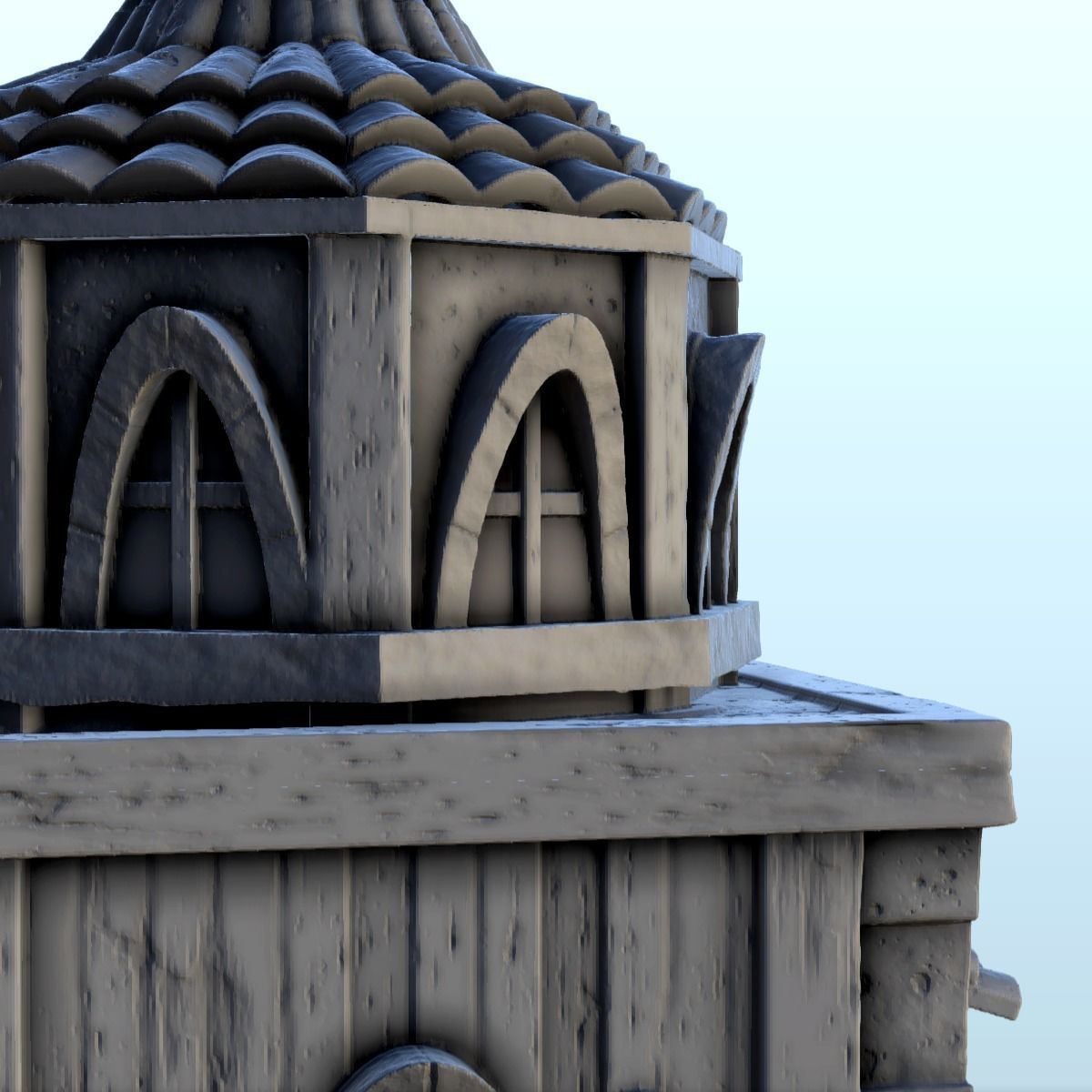 Medieval tower with a tiled roof 7 3D print model_20