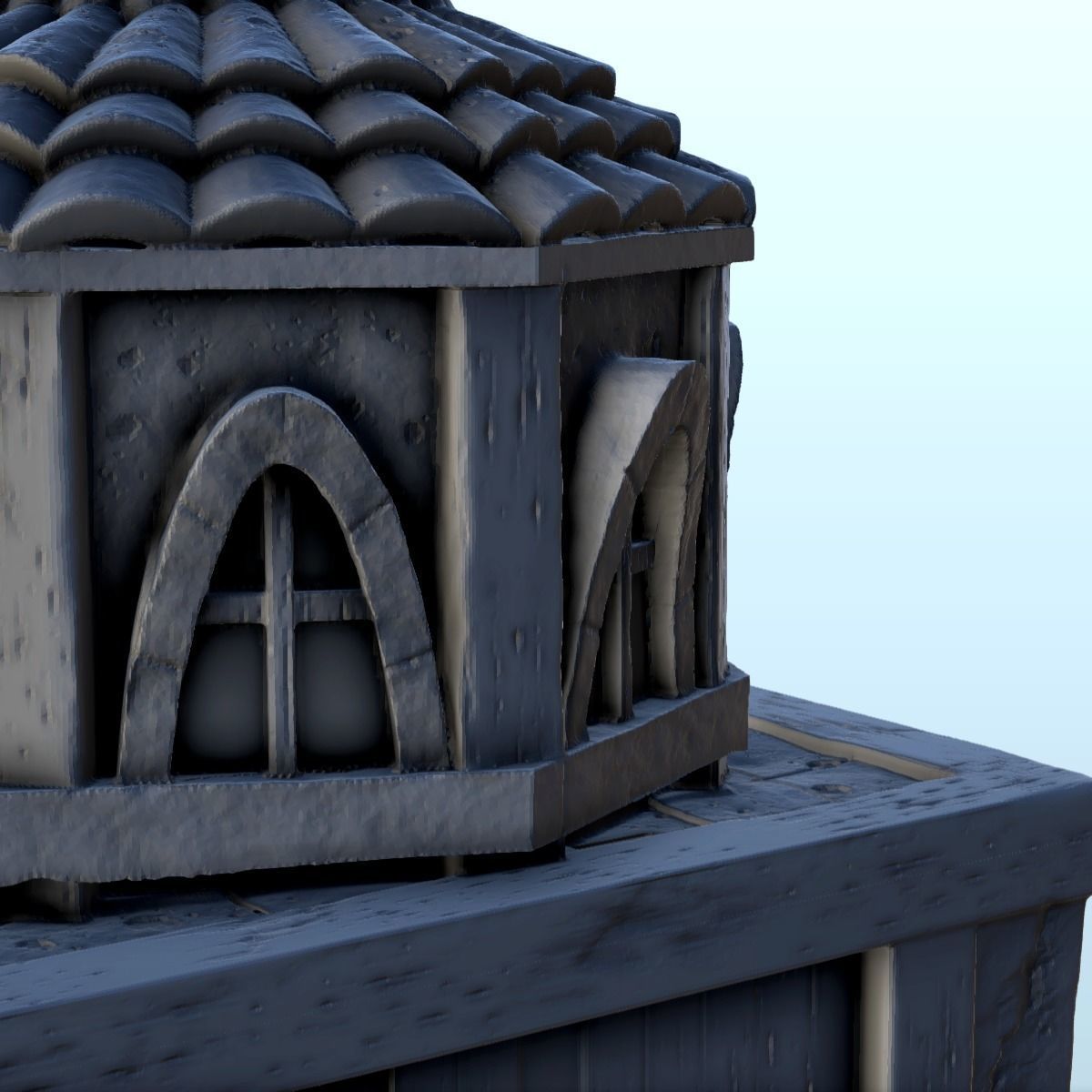 Medieval tower with a tiled roof 7 3D print model_14