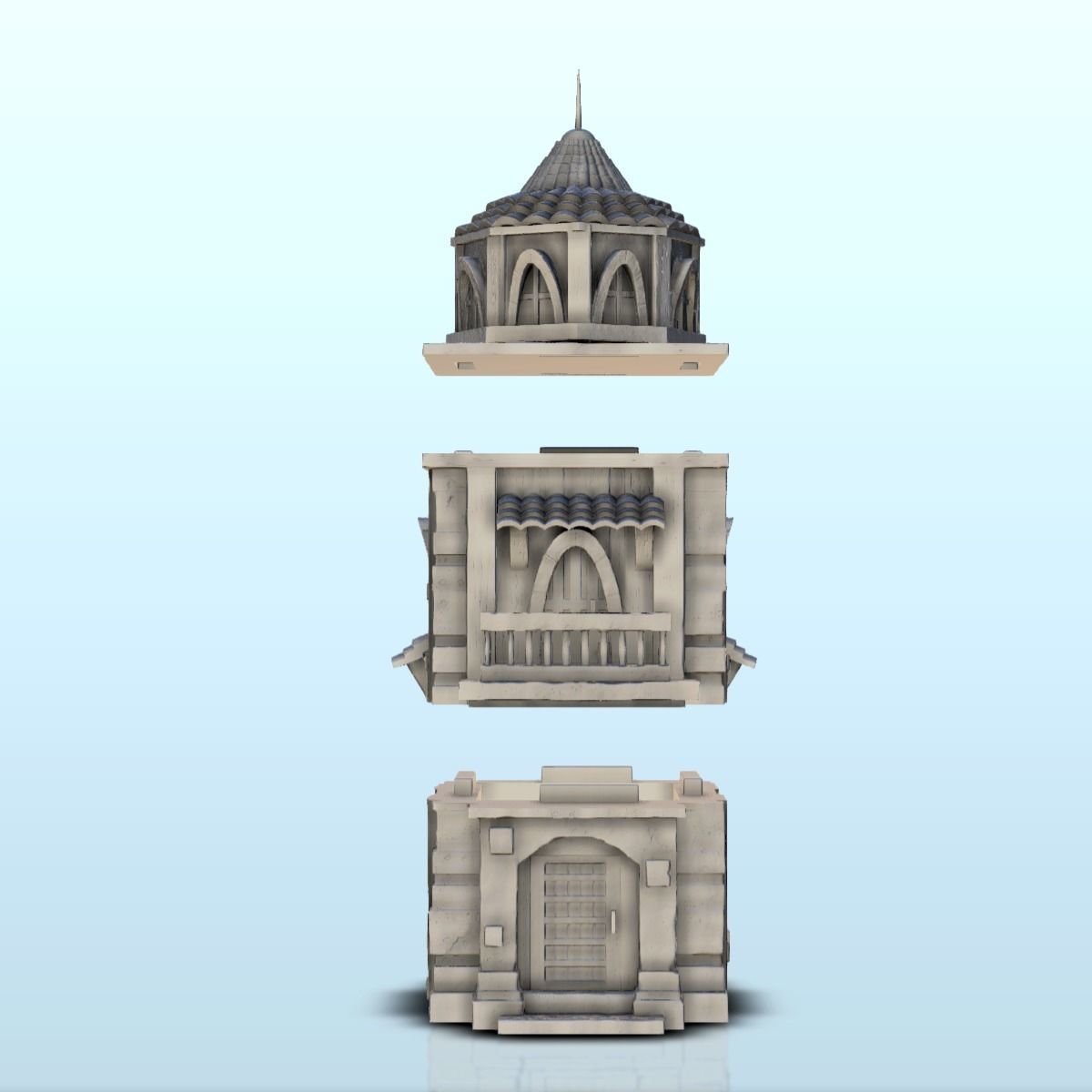 Medieval tower with a tiled roof 7 3D print model_2