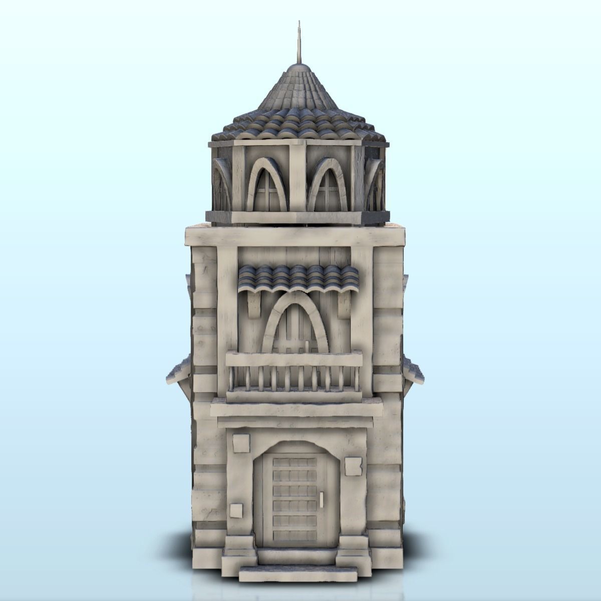 Medieval tower with a tiled roof 7 3D print model_4