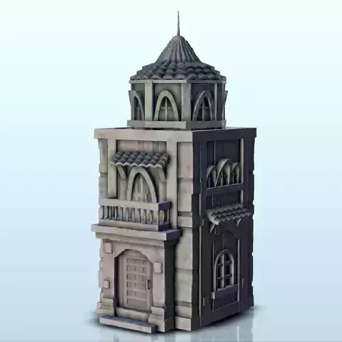 Medieval tower with a tiled roof 7
