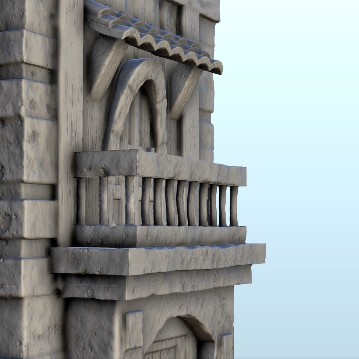 Medieval tower with a tiled roof 7 3D print model_21