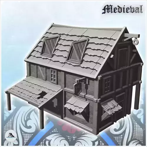 Medieval shop with sign 2 3D print model Medieval shop with sign 2 3D print model