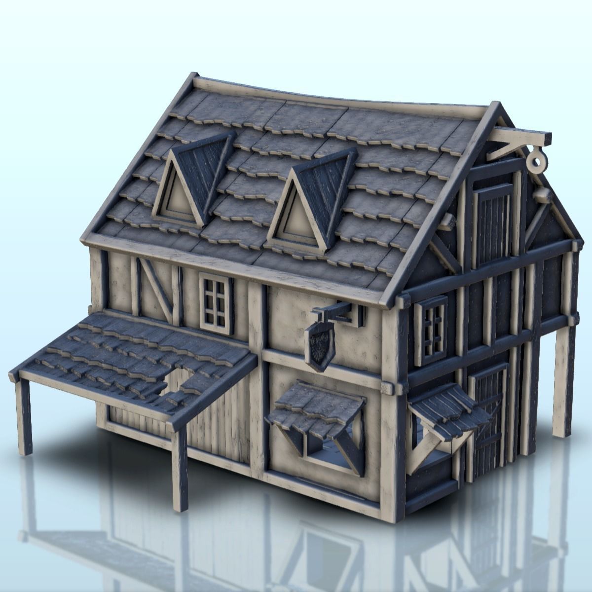 Medieval shop with sign 2 3D print model_1