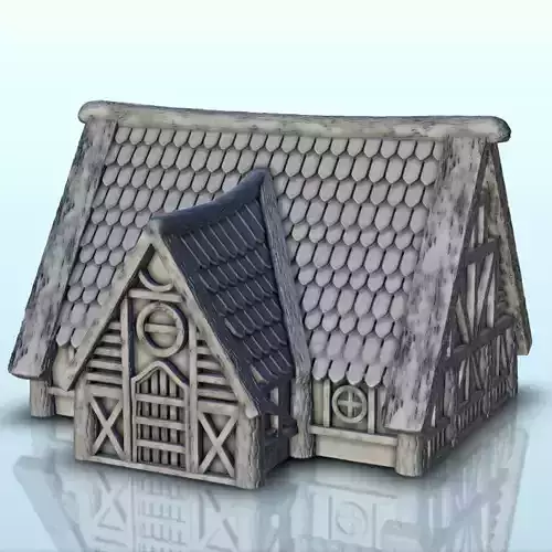 Medieval house with tiled roof 14