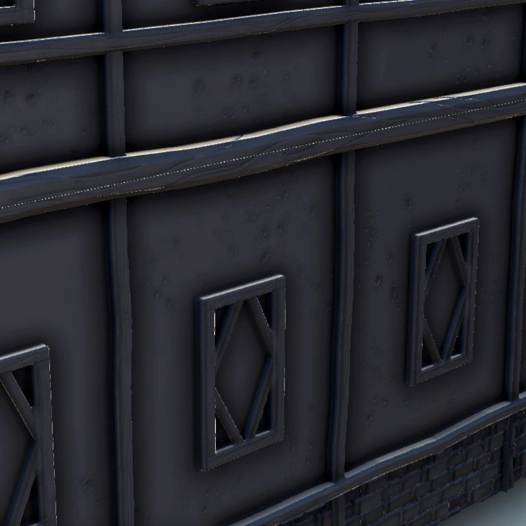 Medieval house with terrace and timbering 3 3D print model_13