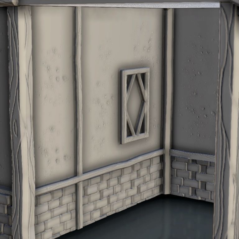 Medieval house with terrace and timbering 3 3D print model_10