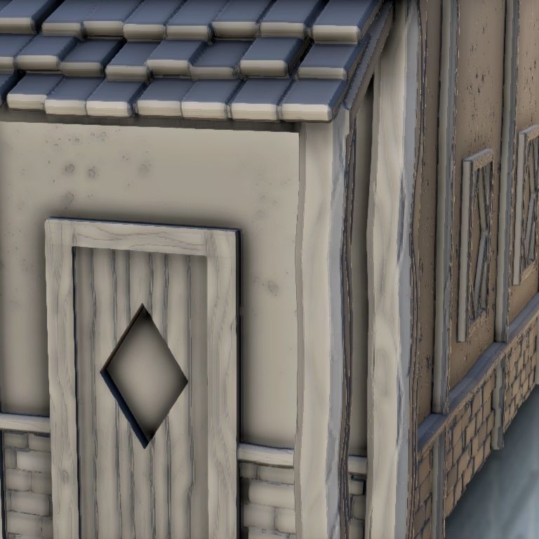 Medieval house with terrace and timbering 3 3D print model_11