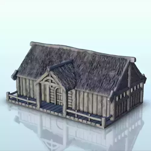 Medieval house with terrace and thatched roof 1