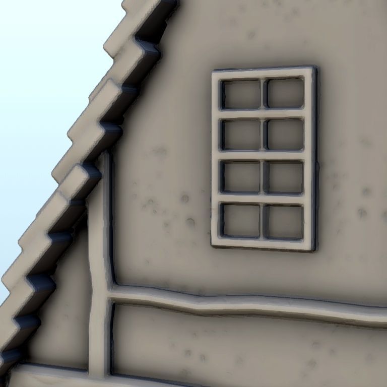 Medieval house with floor and entrance stair 6 3D print model_6