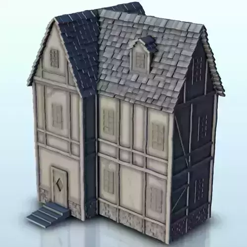 Medieval house with floor and entrance stair 6