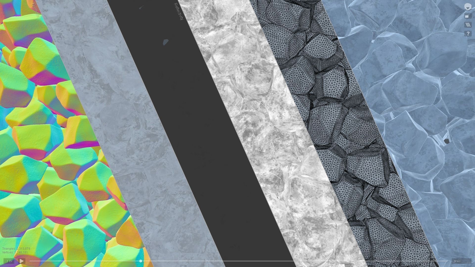 Ice cubes falling animation 2 3D model_4