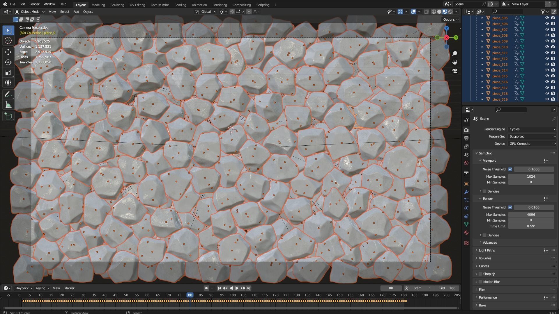 Ice cubes falling animation 2 3D model_6