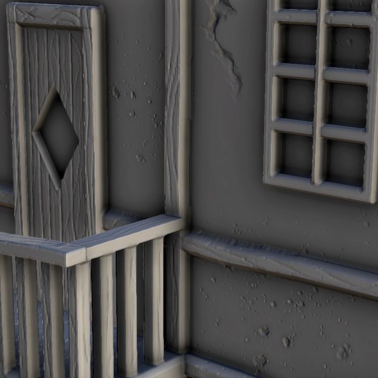 Medieval house with floor and entrance stair 6 3D print model_2