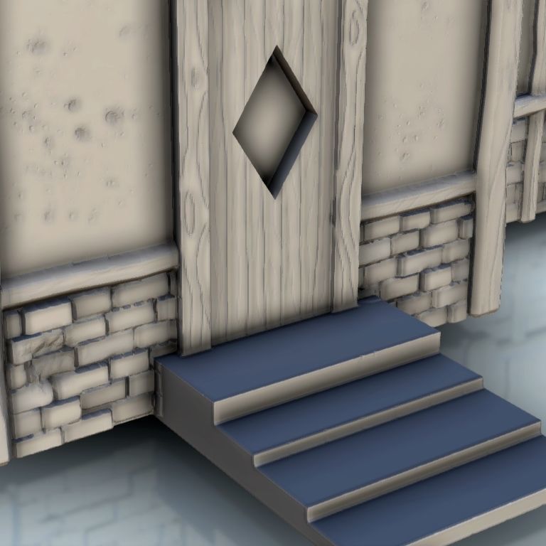 Medieval house with floor and entrance stair 6 3D print model_1