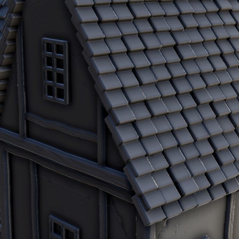 Medieval house with floor and entrance stair 6 3D print model_3