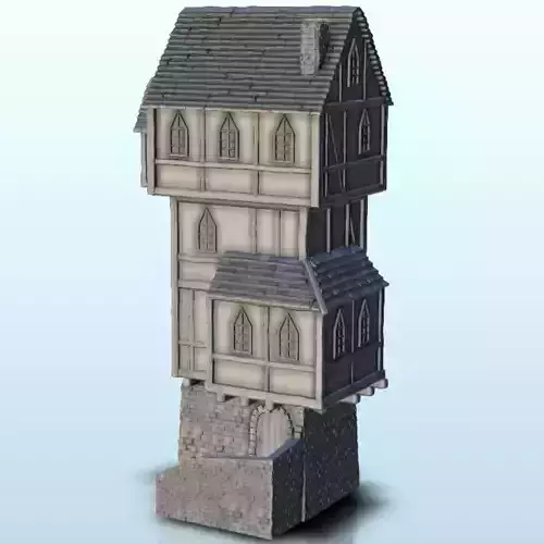 Medieval house in tower with stone stair 7 3D print model