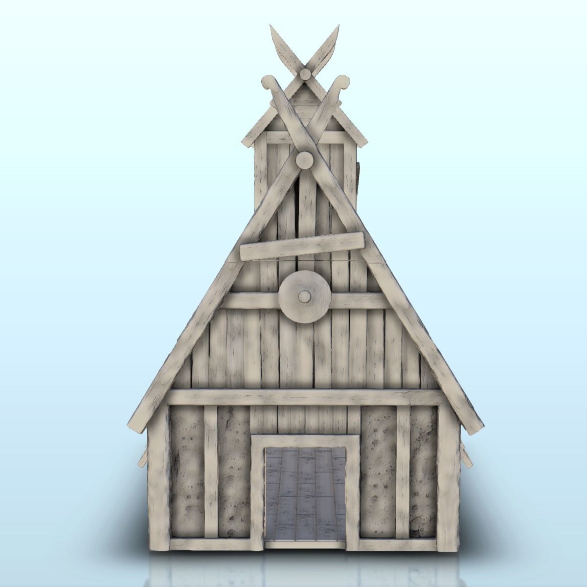 Large Viking building with floor and large door 3 3D print model_20