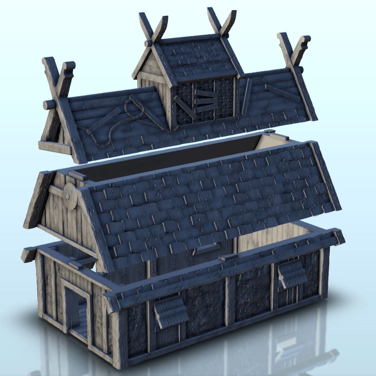 Large Viking building with floor and large door 3 3D print model_13
