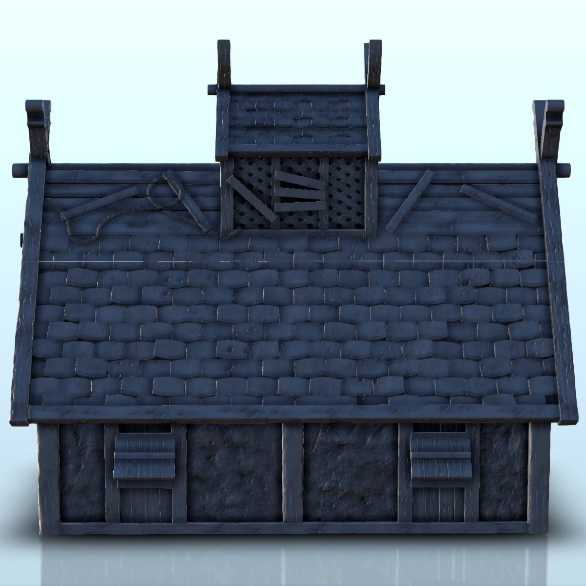 Large Viking building with floor and large door 3 3D print model_24